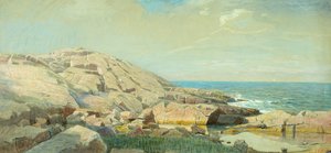 日没時のメイン海岸（紙にミクストメディア） 作： William Stanley Haseltine