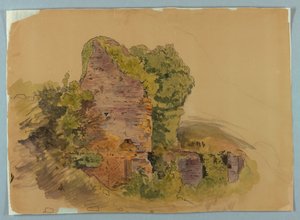 タワーベース、森の廃墟のスケッチ 作： William Stanley Haseltine