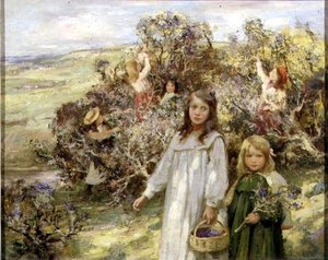 Gathering Blackberries（油彩・キャンバス） 作： William Stewart MacGeorge