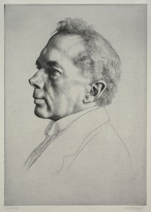 キャンベル・ドジソン、左の横顔 作： William Strang