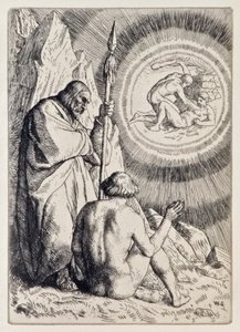 マイケルは、アダムの前にジョンミルトン（1608〜1674）によって失われた楽園からのビジョンを設定するウィリアムストラン（1859〜1921）によってエッチングされた12枚のイラストのシリーズ 作： William Strang