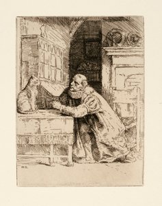 モンテーニュと猫。イラスト：イザック・ウォルトンとチャールズ・コットン（『The Compleat Agler』より 作： William Strang