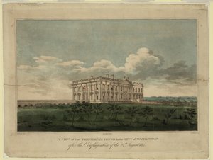 1814年8月24日の大火の後のワシントン市のホワイトハウスの眺め1 作： William Strickland