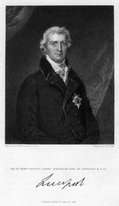 ロバートジェンキンソン、2度目のリバプール伯、イギリスの政治家で首相、1835年。 作： William Thomas Fry