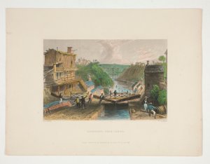ロックポート、エリー運河、ナサニエル・パーカー・ウィリスのイラスト 作： William Tombleson