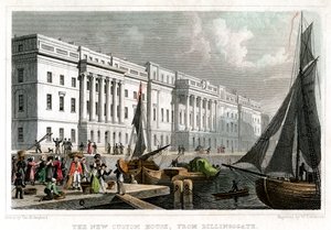 ロンドン市ビリングスゲートの新しいカスタムハウス、c1830。 作： William Tombleson