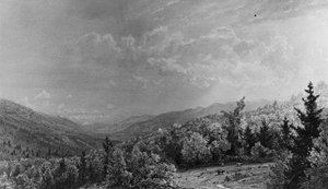 1872年、ニューハンプシャー州フランコニアのフルーム・ハウスより。 作： William Trost Richards