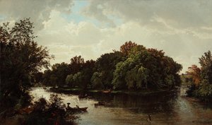 湖の情景、ボート 1861年 （油彩・キャンバス）