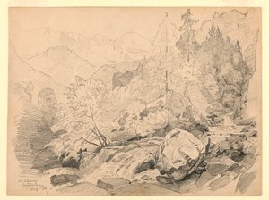 風景, シュテッヘルベルク, ラウターブルンネン, スイス 作： William Trost Richards