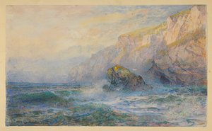 「At Icart Point, Guernsey」後の研究 作： William Trost Richards