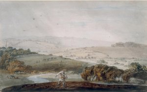 農家の種まき、川の谷、そして向こうのなだらかな丘 作： Joseph Mallord William Turner