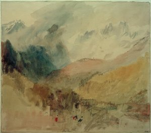 ヴァルダオスタでプレサンディディエを見下ろすモンブランとルシェティフ 作： Joseph Mallord William Turner