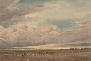 オールド・サルムを遠景にしたソールズベリー平原（ウィルトシャー、1810-62年）。 作： Joseph Mallord William Turner