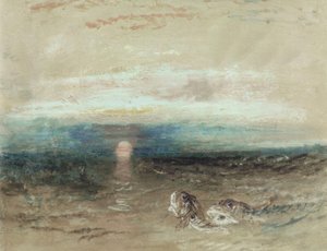 ウズラと海に沈む夕日 作： Joseph Mallord William Turner