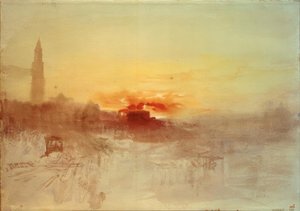 ホテルヨーロッパからの日の出のヴェネツィア、鐘楼 作： Joseph Mallord William Turner