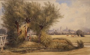 川から見たオックスフォードの風景 19世紀初頭 作： Joseph Mallord William Turner
