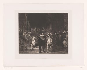 ナイトウォッチ Frans Banninck Cocq大尉とWillem van Ruytenburch中尉が率いるアムステルダムの第2地区の将校とその他の民兵、「夜警」として知られる 作： William Unger