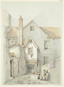 ブリストル大聖堂の近くに建っていた古い家（鉛筆・水彩・紙 作： William W. Wheatley