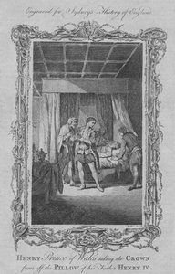 この父親のヘンリー4世の枕元から1773年に王冠を奪ったヘンリープリンスオブウェールズ。 作： William Walker