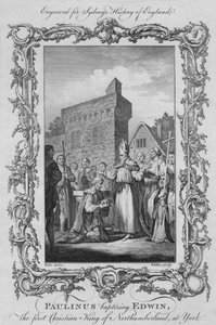 1773年、ヨークでノーサンバーランドの最初のキリスト教王エドウィンにバプテスマを施したパウリヌス。 作： William Walker