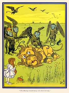 猿は彼の体にたくさんのコイルを巻いた。 L・フランク・ボームの「オズの魔法使い」より 作： William Wallace Denslow
