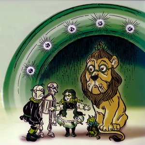 オズの魔法使い - The Wizard of Oz: Denslow, William Wallace (1856-1915)がフランク・ボームの本の初版の一つに描いた絵 - エメラルドの都の宮殿の前で ドロシー(Dorothee)とその仲間たち、犬のトト、怯えている 作： William Wallace Denslow