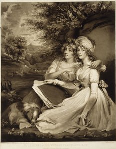 トーマスフランクランド卿の娘たち、バロネット、1797年（茶色のインクのメゾチント） 作： William Ward