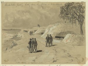 川を見下ろすサンダーボルトバッテリー 作： William Waud