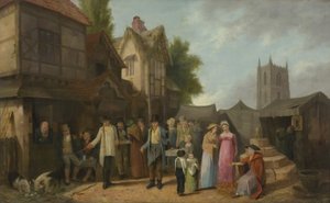 インの外のシーン、おそらくロングアッシュトン、ブリストル、1824年頃（パネルに油彩） 作： William West
