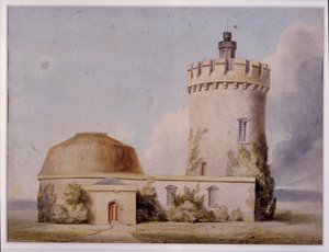 天文台とその増築案、1830年頃（カードに水彩画
