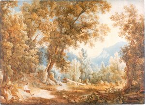 人物のいる風景、1807～1820年頃（水彩） 作： William Westall