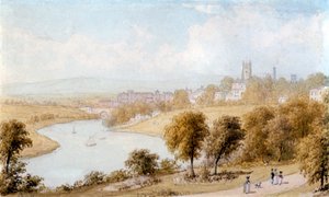 「ディー川と聖ヨハネ教会」、19 世紀 作： William Westall