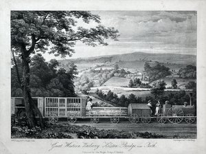 グレート・ウェスタン鉄道、バース近郊のケルストン橋、1835-40年頃（リトグラフ、紙） 作： William Weston Young