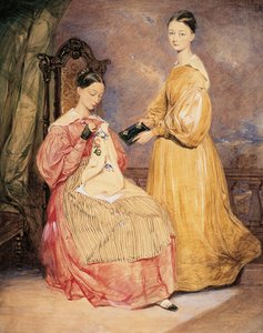 フローレンス・ナイチンゲール（1820-1910）と妹のフランシス・パルテノペのポートレート、ウィリアム・ホワイト・ウォーレン（1832-1911または1912）の水彩画。