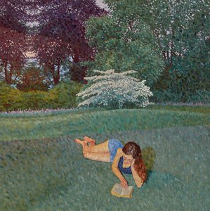 風景を読む少女、2019年（キャンバスに油彩） 作： William Wilkins