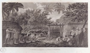 南太平洋のタヒチでの人間の犠牲、c1773 作： William Woollett