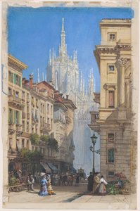 脇道から見たミラノのドゥオーモ 作： William Wyld