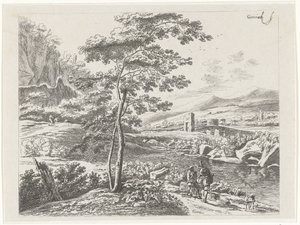 巡礼者と羊飼いのいる風景 作： William Young Ottley