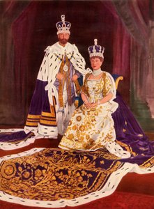 1911年、1951年に戴冠式のローブを着たジョージ5世王妃とメアリー女王。 作： William and Daniel Downey