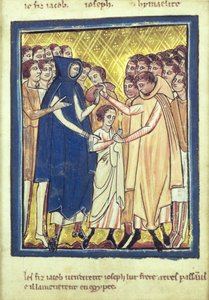1250年頃の聖書の絵本から、ヨセフが兄弟たちに売られた 作： William de Brailes  