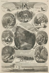 1868年10月17日の「ハーパーズウィークリー」からの罠猟師の生活のシーン