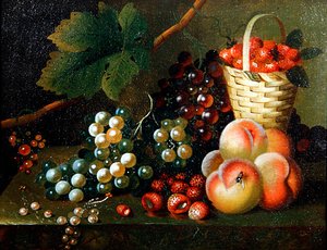 果実の静物画（油彩・キャンバス） 作： William of Bath Jones