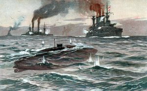 潜水艦 1905年頃（水彩画） 作： Willy Stöwer