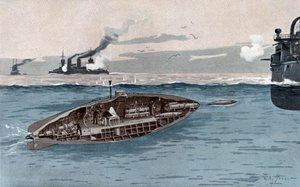 潜水艦 1905年頃（水彩画） 作： Willy Stöwer