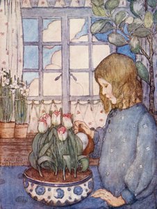 ガーデニングの絵本：春のルームガーデン（カラーリトグラフ） 作： Winifred Cayley Robinson