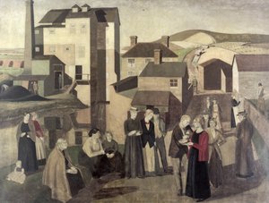 ミルハンズが会話する村の通りのシーン 作： Winifred Knights