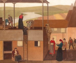 壁装飾のデザイン、1918年頃（キャンバスに油彩） 作： Winifred Knights