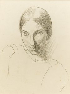 自画像、1923年頃（紙に黒いチョーク） 作： Winifred Knights