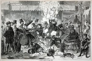 1860年1月14日付『ハーパーズ・ウィークリー』誌より「市街地の雪の滑り台