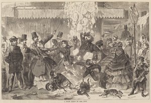 1860年に出版された「都会の雪滑り」。 作： Winslow Homer